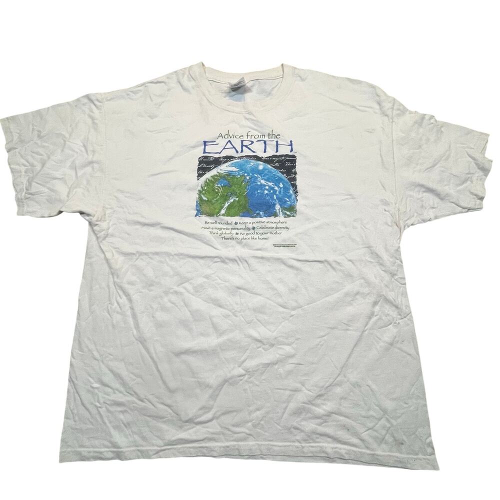 Vintage 2010 Advice From The Earth Graphic T‎ Shirt Eco Nature Quote Tee Men XL